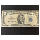 1953 A Blue Seal $5 Dollar Silver Certificate