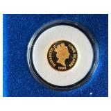 1996 .999 Fine Gold $10 Dollar Cook Islands Olympic National Park Coin 1.24 Grams