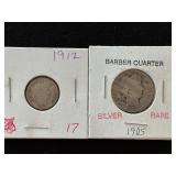 1905 Barber Quarter and 1912 Barber Dime
