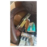 Pallet Lot of Garden Accessories Box with Tumbling Composter, Power Blaster, Glass Table, and Plant Supplies