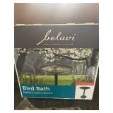 Belavi Bird Bath with Decorative Dog and Flower Stakes
