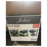 Belavi Bird Bath with Decorative Dog and Flower Stakes