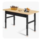 Adjustable Height Workbench with Wood Top