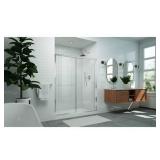 56-60 in. x 72 in. Frameless Sliding Shower Door with Clear Tempered Glass and Brushed Nickel Hardware