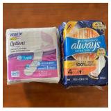 Lot of 2 Packs of Feminine Pads Always Ultra Thin and Equate Options