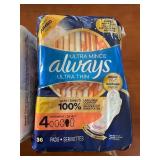 Lot of 2 Packs of Feminine Pads Always Ultra Thin and Equate Options