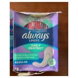 Lot of 3 Always Liners Daily Protect Regular Unscented 48 Count Each