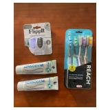 Dental Care Set with Sensodyne Toothpaste, Reach Toothbrushes, and FlippIt Covers