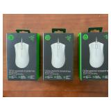 Lot of 3 Razer DeathAdder Essential White Edition Wired Gaming Mice