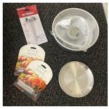Kitchenware Collection with Table Linens, Steam Pans, Meat Thermometer, Mixing Bowl, and Turkey Lacer Kits