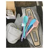 Kitchen Essentials Lot Including Salad Spinner, Spice Grinders, Cheese Knives, and Utensils