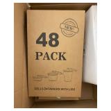 Party Supply Lot with 48 Deli Containers, Disposable Tablecloths, Knives, and Napkins