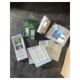 Party Supply Lot with 48 Deli Containers, Disposable Tablecloths, Knives, and Napkins