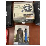 Camping Gear Set with Portable Stove, Tent Fan, Wise Owl Travel Pillow, Water Filter, and Propane Hose