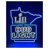 Bud Light Superbowl LVII, MN border, neon sign