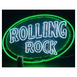 Rolling Rock Beer neon on textured plastic panel