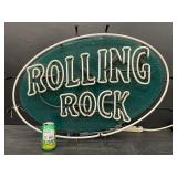 Rolling Rock Beer neon on textured plastic panel
