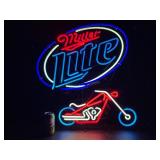 Miller Lite neon chopper / motorcycle
