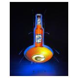 Miller Lite Green Bay Packers, NFL, neon illuminated 3D bottle and football