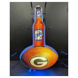 Miller Lite Green Bay Packers, NFL, neon illuminated 3D bottle and football