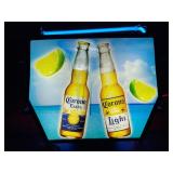 Corona beer, "open" neon with backlit bottle graphics on reverse, double-sided display
