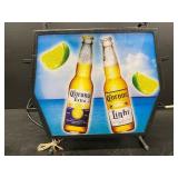 Corona beer, "open" neon with backlit bottle graphics on reverse, double-sided display