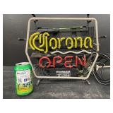 Corona beer, "open" neon with backlit bottle graphics on reverse, double-sided display