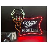 Miller High Life buck head neon sign
