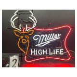 Miller High Life buck head neon sign