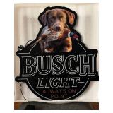 Busch Light Hunting Dog, Chocolate Lab with Pheasant, LED sign, NIB
