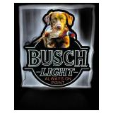 Busch Light Hunting Dog, Chocolate Lab with Pheasant, LED sign, NIB