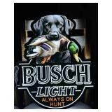 Busch Light Hunting Dog, Black Lab with Mallard Duck, LED sign