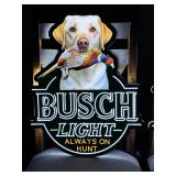 Busch Light Hunting Dog, Yellow Lab with Pheasant, LED sign, NIB