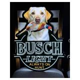 Busch Light Hunting Dog, Yellow Lab with Pheasant, LED sign, NIB