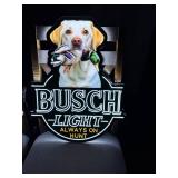 Busch Light Hunting Dog, Yellow Lab with Mallard Duck, LED sign, NIB