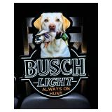 Busch Light Hunting Dog, Yellow Lab with Mallard Duck, LED sign, NIB