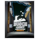 Busch Light, state of MN background with hunter and dog LED sign, NIB