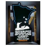 Busch Light, state of MN background with hunter and dog LED sign, NIB