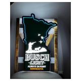 Busch Light, state of MN background with hunter and dog LED sign, NIB