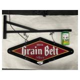 Grain Belt Beer hanging sign, double-sided LED with hanger / bracket