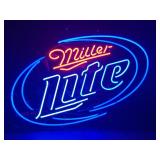 Miller Lite blue hoops neon sign