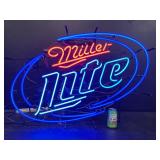 Miller Lite blue hoops neon sign