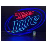 Miller Lite blue hoops neon sign