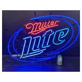 Miller Lite blue hoops neon sign