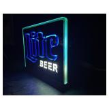 Miller Lite beer, plate glass neon
