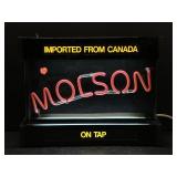 Lot of 2, Molson neon and fluorescent sign, and Molson plastic sign