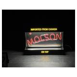 Lot of 2, Molson neon and fluorescent sign, and Molson plastic sign
