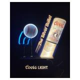 Coors Silver Bullet with baseball, neon