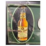 City Club vintage tin hanging sign, with Clear Gold neon border