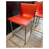 Set of 4 Modern Red Bar Stools with Chrome Legs